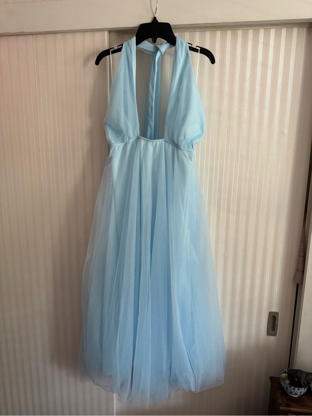 Light Blue Tulle Halter Dress